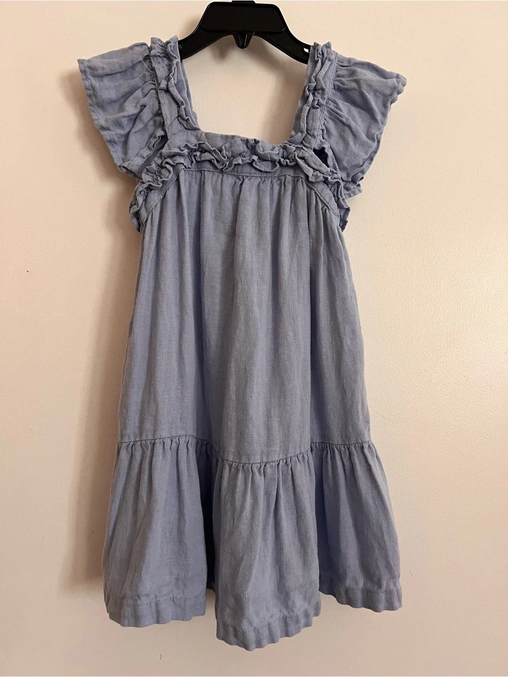 Zara Girls Light Gray Ruffle-Trim Cotton Dress